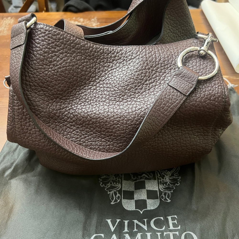 Vince Camuto Dark Brown Textured Shoulder Bag